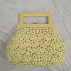 Vintage Marcus Brothers Yellow Raffia Crochet Bag | Made in Italy